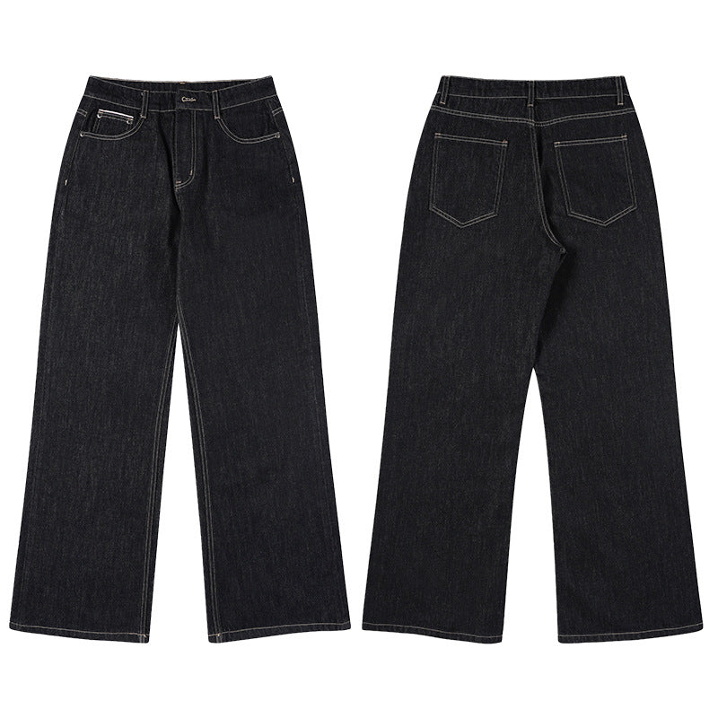 Black jeans shown from front and back on a white background